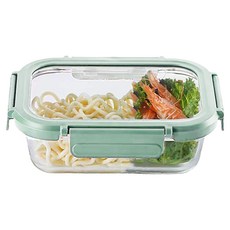 JAR嚴選 藍扣耐熱玻璃長型保鮮盒 370ml, 容器 + 蓋子, 1個