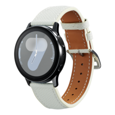 w9999 Galaxy Watch 相容 Single Tour 皮革錶帶, 白色, Galaxy Watch 4/4 Classic/Watch 3/Active 2/1 20mm
