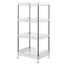 FAmILyLIFE 生活 高質感加大加厚附輪活動置物架 4層款, 透明白, 1個