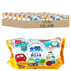 Lec.Be 迪士尼口手專用純水99%濕紙巾 CARS 60張, 24包, 1組