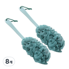 柔軟長柄沐浴刷, 1入, 綠色, 8個