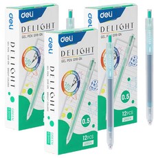 deLi 得力 Deli-ght 速乾按壓式中性筆 0.5mm EG118, 綠色, 36個