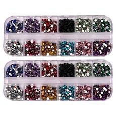 GAPANG 美甲水鑽配件 12款 2400入 套組 3mm STSA005, 02號, 2個