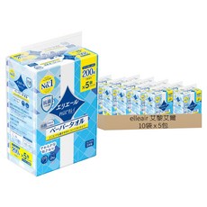 elleair 艾黎艾爾 柔韌吸水擦手紙巾 抽取式, 5包, 10袋