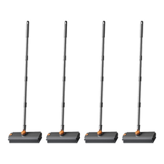 二合一旋轉地板刷(刮水掃把/浴室刷子/長柄刷/浴室清潔刷), 5個, 灰色