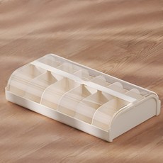 居家收納 內衣襪子12格透明分隔整理盒, 1個, 米色