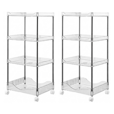 FAmILyLIFE 生活 高質感加大加厚附輪活動置物架 4層款, 透明白, 2個