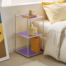 뮤레브 정사각 철제 모듈 미드센츄리 모던 사이드 테이블 선반, 바이올렛, 3단