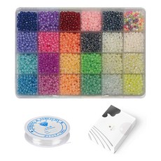 手作珠子配件組 24色款 4mm, 奶油色, 1套