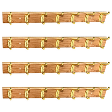 Little Pink Rabbit 粉彩小兔 原木衣帽架7連掛勾, 61cm x 6cm, 附螺絲, 4個