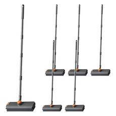 二合一旋轉地板刷(刮水掃把/浴室刷子/長柄刷/浴室清潔刷), 6個, 灰色