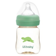 US baby 優生 真母感PPSU奶瓶 通過歐盟標準 歐美進口安全材質 時尚設計安全無毒, 綠蠵龜 綠色, 160ml, 1個