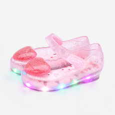 Kiphant 女童沙灘珍珠愛心LED果凍鞋 T-09
