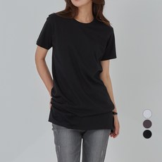 아피나르 여성용 통기성 레이어드 슬릿 롱 반팔티