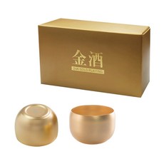 피아 霧面24K鍍金燒酒杯 2入 + 高級禮物盒, 單一顏色, 1套