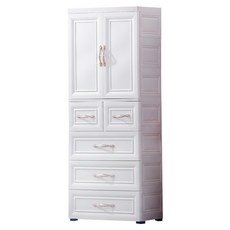 AOTTO 創意傢俱 輕奢款歐式雙開門五層衣櫃 優質PP, 58 x 36 x 148cm, 白色