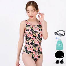 아쿠아티카 여성용 실내수영복 + 언더브라 + 비닐백 + 실리콘수모 + 실리콘 귀마개 + 일반용 수경 일반용 세트 AQA1646