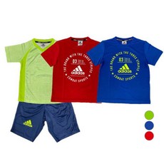 adidas 愛迪達 孩童夏季短袖運動上衣 3入+運動短褲 adi379361