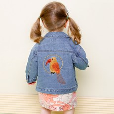 milk mile 孩童刺繡圖案牛仔夾克