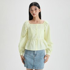 미쏘 여성용 스퀘어넥 퍼프 면 블라우스