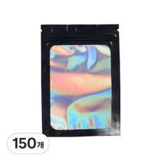 올하이 컬러풀 오로라 다용도 OPP 소품 포카 포장 지퍼백 슬리브 포장봉투 10.5 x 15 cm, 블랙, 150개