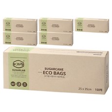 슈가랩 사탕수수 에코백 25cm x 35cm, 중(M), 100개입, 6개