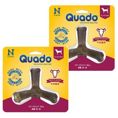 QUADO 立體潔牙骨, 全新風味, 客製尺寸, 安全配方, 牛肉風味, 50g, 2個