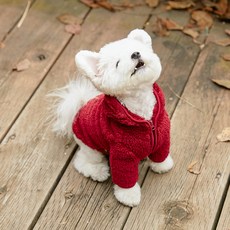 BENNY's 狗狗連帽拉鍊毛絨保暖衣, 葡萄酒