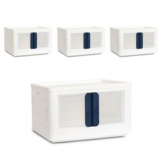리빙선데이 국산 양문형 접이식 리빙박스, 네이비, 56L, 4개