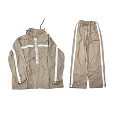 WOLF WALKERS兩件式雨衣 隱藏式連帽設計 背後透氣孔設計, 4XL, 淺卡其