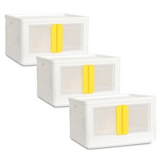 리빙선데이 국산 양문형 접이식 리빙박스, 옐로우, 56L, 3개