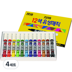 JAVAPEN 油性麥克筆組, 12色, 4套