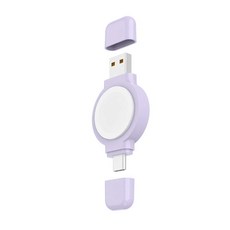 PhotoFast 銀箭資訊 SPIN Charge 手錶磁吸無線疾速 USB-A/Type-C二合一充電頭 適用全系列Apple Watch, 紫色, 1個