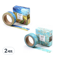 Life Point梵谷紙膠帶 有烏鴉的麥田+開花的杏樹, 混色, 2組