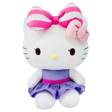 Sanrio 三麗鷗 Hello Kitty 大蝴蝶結娃娃 M, 1個, 白色 + 粉色 + 紫色, 28cm