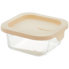 코멧 홈 실리콘 뚜껑에 스팀홀이 있는 사각 내열유리 밀폐용기, 1세트, 520ml