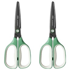 델리 3D 커브 블랙날 테프론 가위 TJ109, 그린, 2개