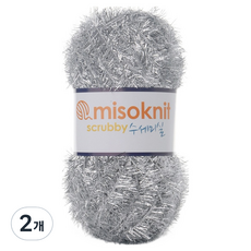 미소털실 펄 수세미실 80g, 65메탈실버, 2개