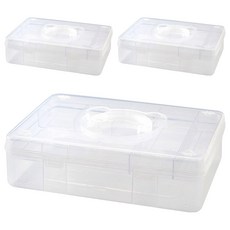 생각나래 생각정리 다용도 플라스틱 대용량 보관 상자 1단, 투명한 화이트, 3개