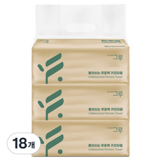 GREU 抽取式天然紙漿廚房紙巾, 100入, 18個