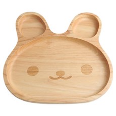 Caldo 卡朵生活 好心情兔兔造型櫸木餐盤, 大眼睛 原木色, 1個
