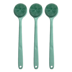 矽膠洗澡洗背刷 輕量款好好握, 莫蘭迪綠色, 3支, 1入