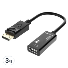 인네트워크 4K지원 디스플레이포트 DP to HDMI 컨버터 영상 변환 케이블형 젠더, IN-LTDPH19, 3개
