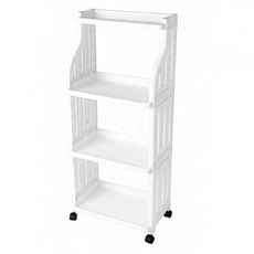 品屋 收納架 可移動置物推車, 縫隙收納, 廚房/浴室收納, 大三層, 白色, 1個, 41 x 25 x 20 cm