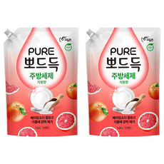 피죤 퓨어 뽀드득 주방세제 자몽향, 2개, 1.2L