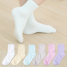 BASE ALPHA ESSENTIALS 兒童粉彩彩虹羅紋襪6件組