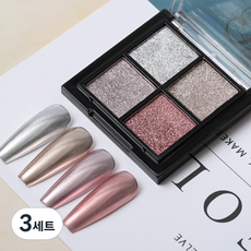 에이치케이트레이딩 네일 미러파우더 4구 팔레트 세트, 3세트, B05