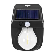 太陽能高亮鎢絲庭院感應壁燈 196g, 黑色 + 白色