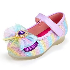 bimbobimba 女童蝴蝶結瑪莉珍亮片LED鞋