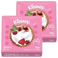 크리넥스 휴대용 천연펄프 쁘띠티슈 2겹 랜덤발송, 70개입, 2개
